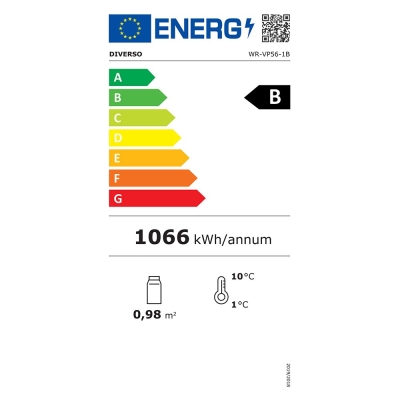 Vitrine Frigo verticale, 1 porte, 615 litres - NOIRE WR-VP56-1B